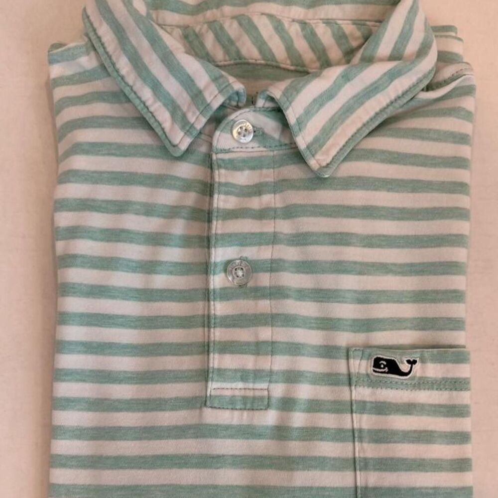 Boys size XL Vineyard Vines light green snd white striped polo